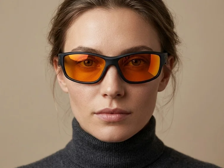 Gafas de sol polarizadas TR90 rectangulares naranjas #BS0205-0058