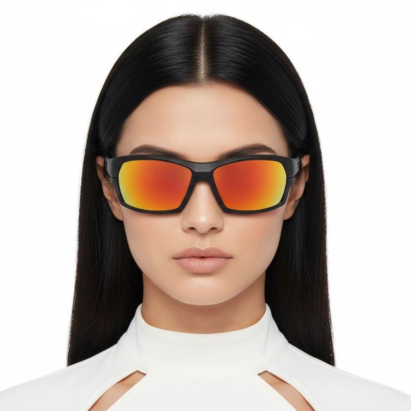 Lunettes de soleil rectangulaires orange polarisées TR90 #BS0205-0060