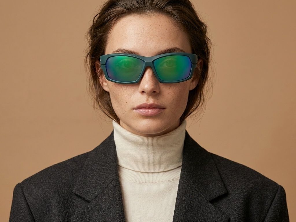 Rectangular green TR90 polarized sunglasses #BS0205-0063