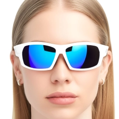 Rectangular White TR90 Polarized Sunglasses #BS0205-0064