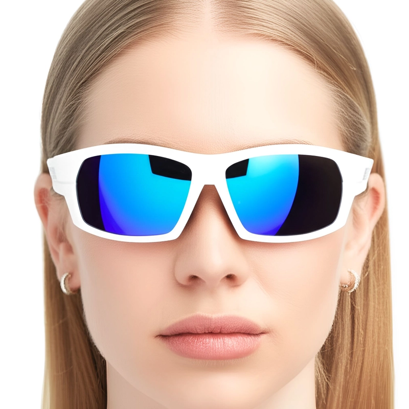 Rectangular White TR90 Polarized Sunglasses #BS0205-0064