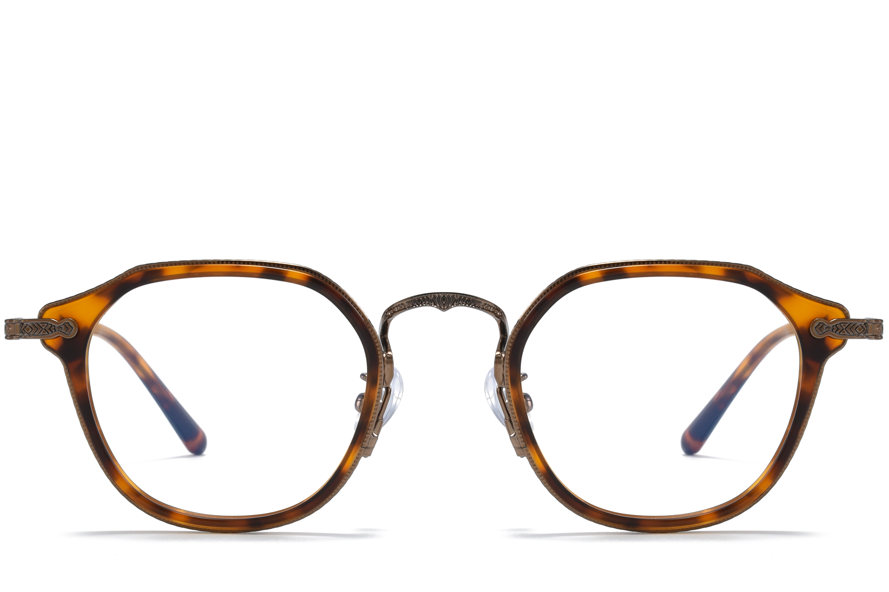 Oval Brown Titanium & Acetate Glasses #BS0218-0004