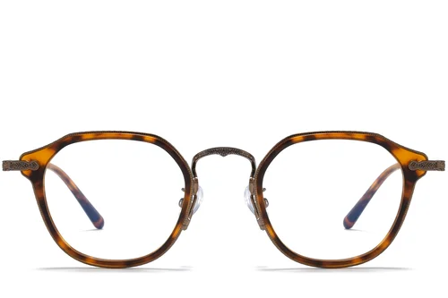 Lunettes ovales en titane et acétate brun #BS0218-0004