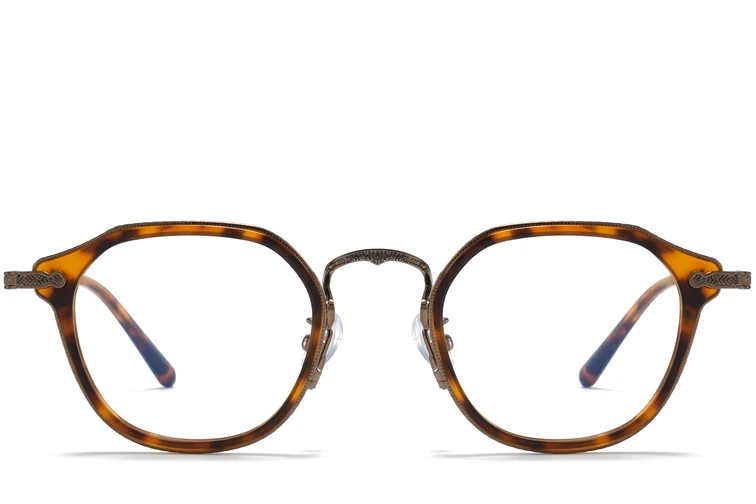 Ovale braune Gläser aus Titan und Acetat #BS0218-0004