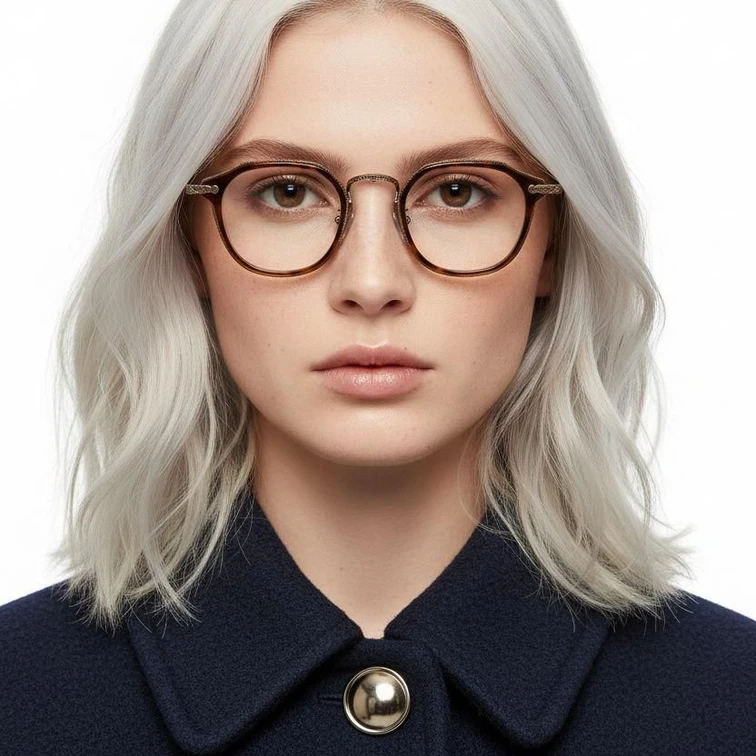 Ovale braune Gläser aus Titan und Acetat #BS0218-0004