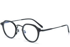 Oval Black Titanium & Acetate Glasses #BS0218-0005