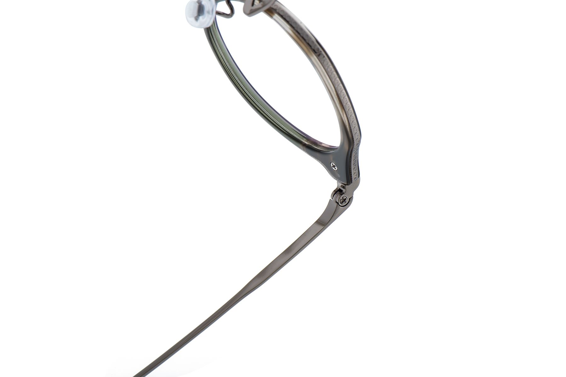 Oval Silver Titanium & Acetate Glasses #BS0218-0006