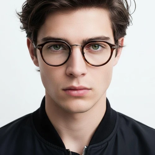 Oval Brown Titanium & Acetate Glasses #BS0218-0008