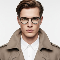 Oval Silver Titanium & Acetate Glasses #BS0218-0010