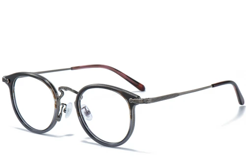 Oval Grey Titanium & Acetate Glasses #BS0218-0011