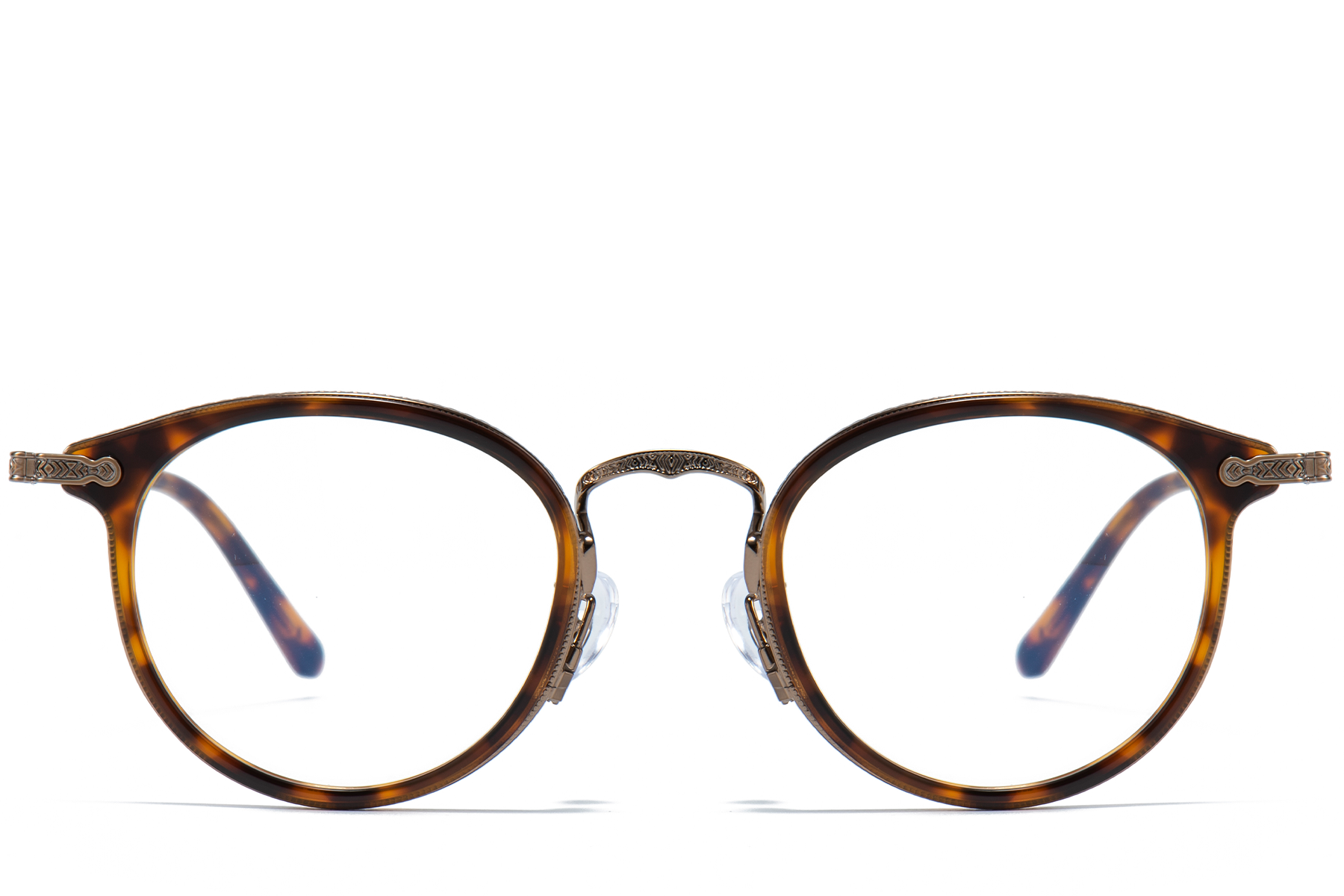 Oval Brown Titanium & Acetate Glasses #BS0218-0012
