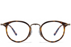 Oval Brown Titanium & Acetate Glasses #BS0218-0012