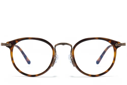 Lunettes ovales en titane et acétate brun #BS0218-0012