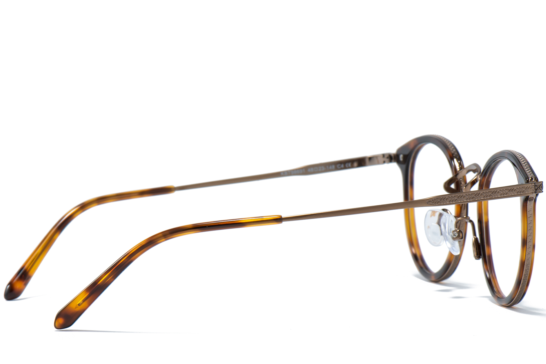 Oval Brown Titanium & Acetate Glasses #BS0218-0012