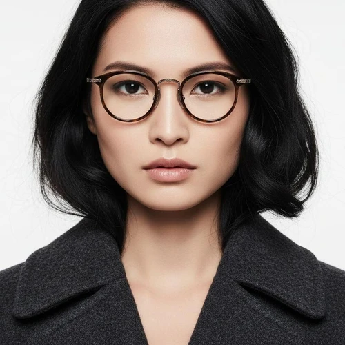 Oval Brown Titanium & Acetate Glasses #BS0218-0012