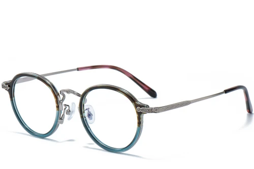 Oval Silver Titanium & Acetate Glasses #BS0218-0014