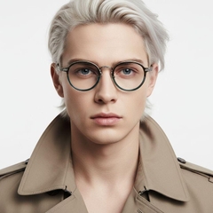 Oval Silver Titanium & Acetate Glasses #BS0218-0014