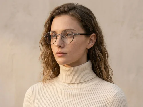 Lunettes ovales en titane noir #BS0218-0016