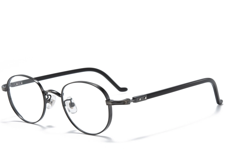 Lunettes ovales en titane noir #BS0218-0016