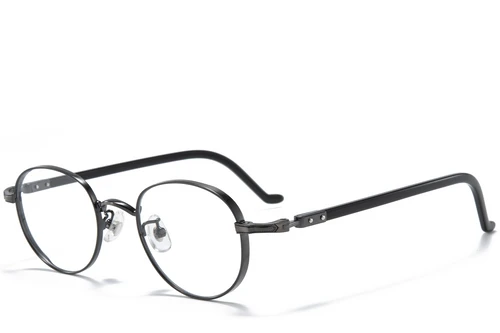 Lunettes ovales en titane noir #BS0218-0016