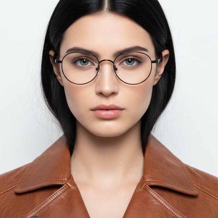 Lunettes ovales en titane noir #BS0218-0016