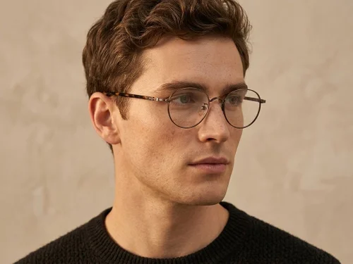 Lunettes ovales en titane brun #BS0218-0017