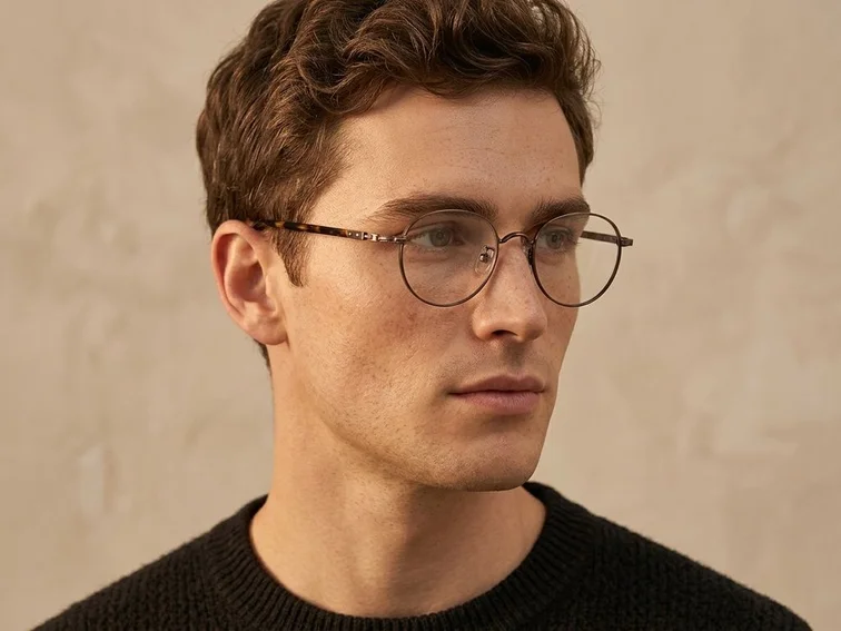 Oval Brown Titanium Glasses #BS0218-0017