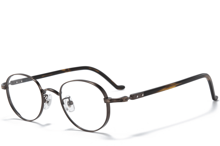 Lunettes ovales en titane brun #BS0218-0017