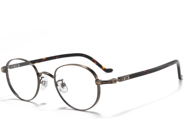 Lunettes ovales en titane brun #BS0218-0018