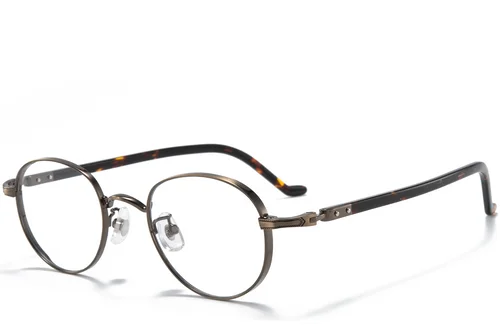 Lunettes ovales en titane brun #BS0218-0018