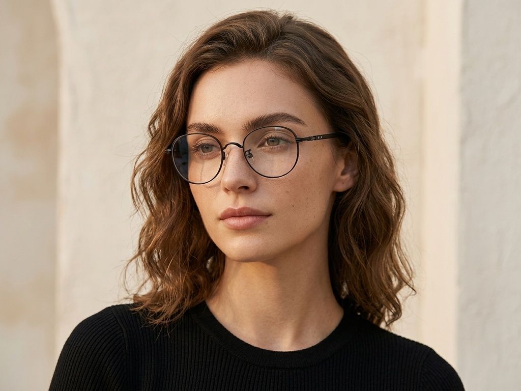 Lunettes ovales en titane noir #BS0218-0019