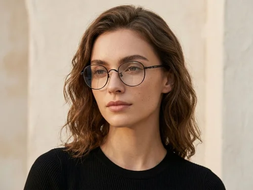 Lunettes ovales en titane noir #BS0218-0019