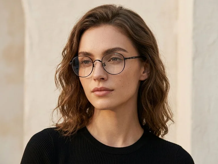 Oval Black Titanium Glasses #BS0218-0019