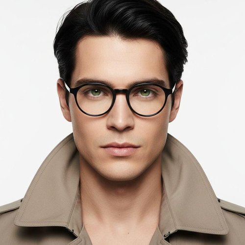 Lunettes ovales en titane noir #BS0218-0019