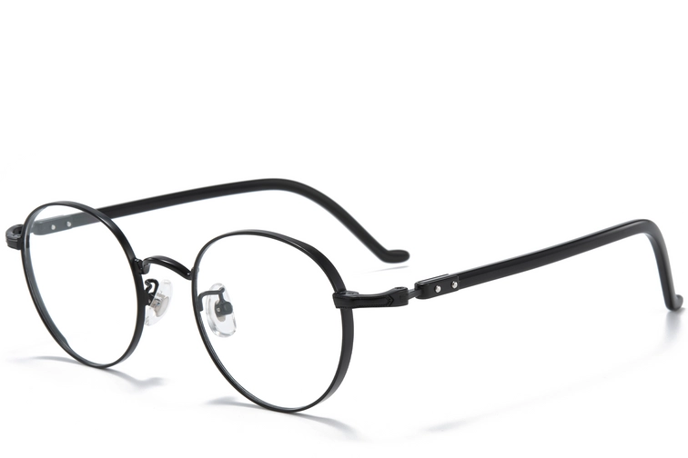 Lunettes ovales en titane noir #BS0218-0020