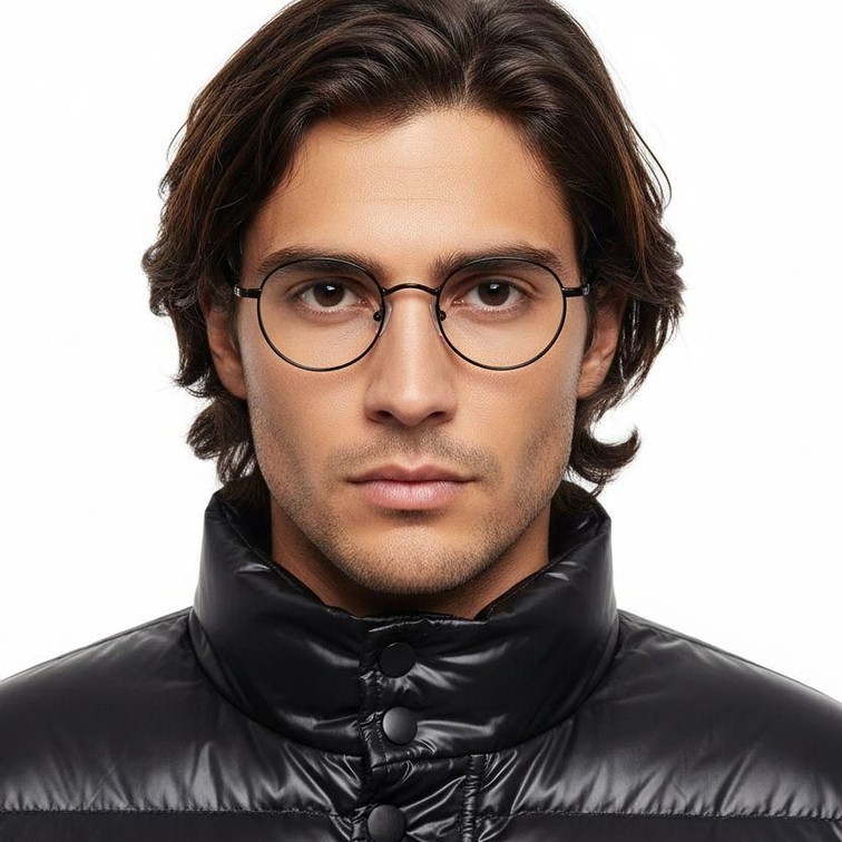 Lunettes ovales en titane noir #BS0218-0020