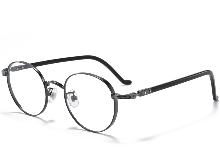 Lunettes ovales en titane gris #BS0218-0021