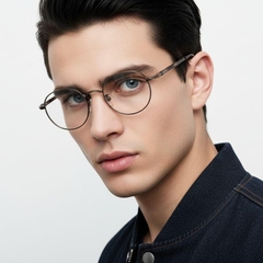 Lunettes ovales en titane brun #BS0218-0023