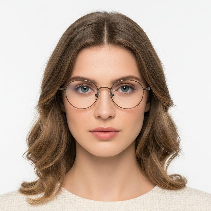 Lunettes ovales en titane brun #BS0218-0023