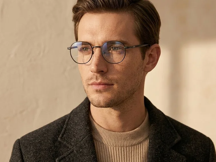 Oval Black Titanium Glasses #BS0218-0024
