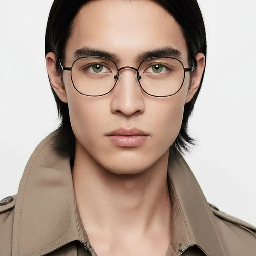 Lunettes ovales en titane noir #BS0218-0024