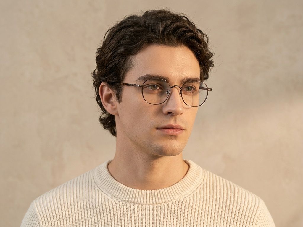 Oval Brown Titanium Glasses #BS0218-0025