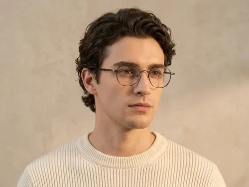 Lunettes ovales en titane brun #BS0218-0025