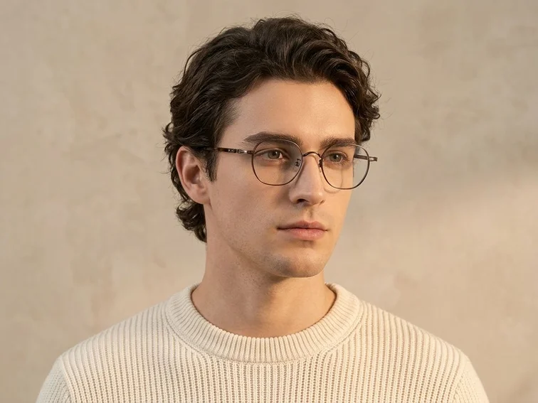 Oval Brown Titanium Glasses #BS0218-0025