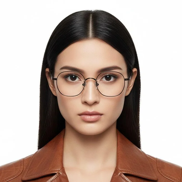 Ovale braune Titanbrille #BS0218-0025