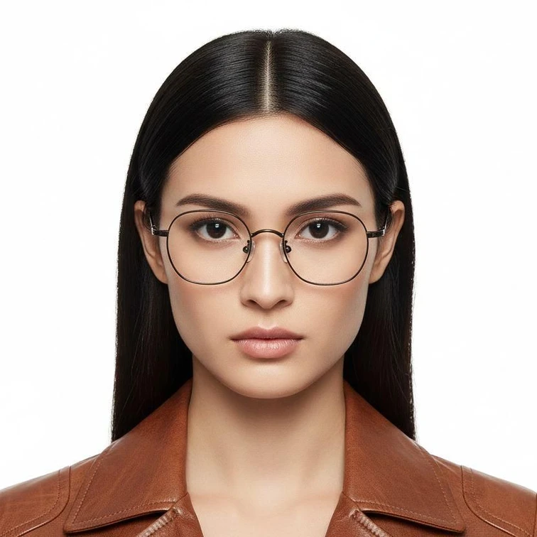 Ovale braune Titanbrille #BS0218-0025