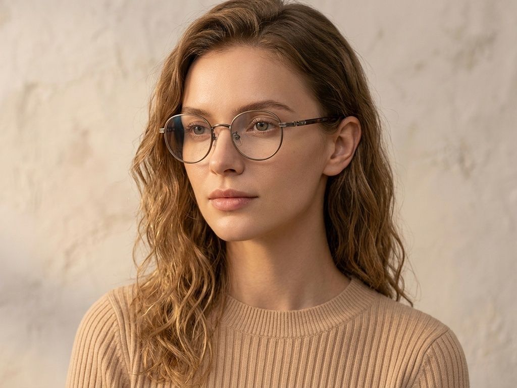 Oval Brown Titanium Glasses #BS0218-0026