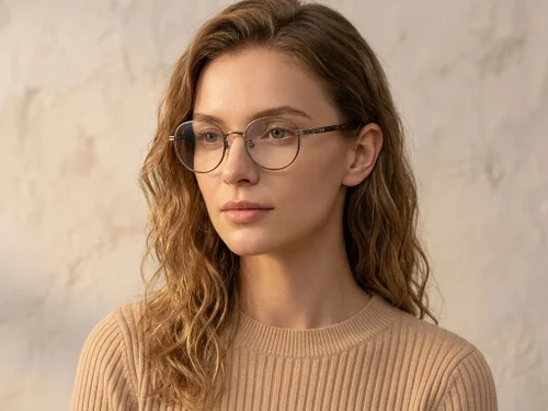 Lunettes ovales en titane brun #BS0218-0026