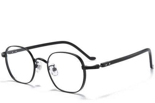 Lunettes ovales en titane noir #BS0218-0027