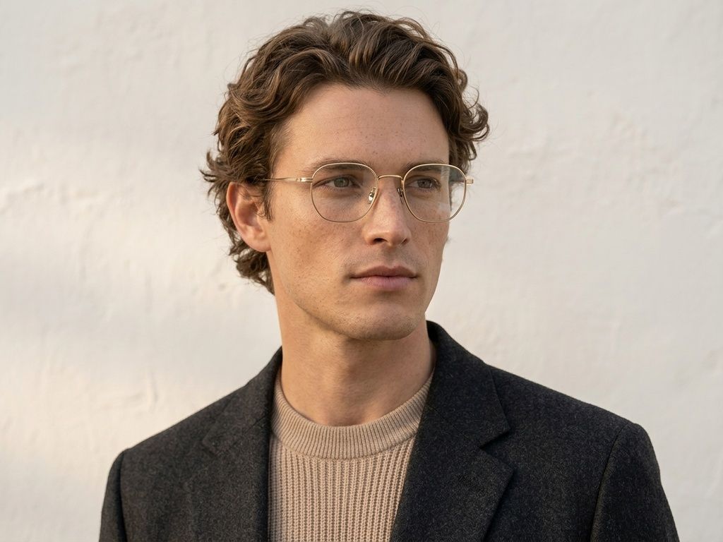 Oval Golden Titanium Glasses #BS0218-0028